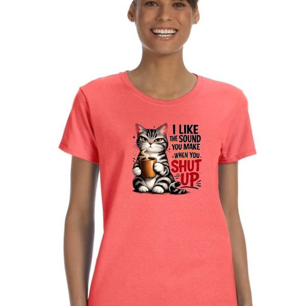 Funny Cat “Shut Up” Graphic T-Shirt